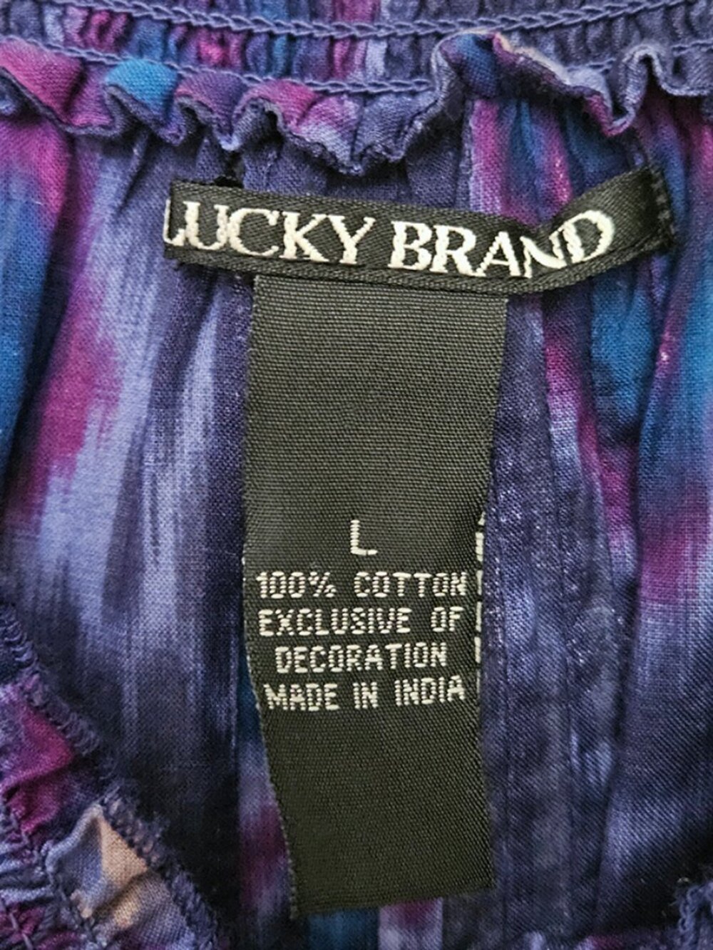 LUCKY BRAND cotton ikat print summer top L - Picture 4 of 6